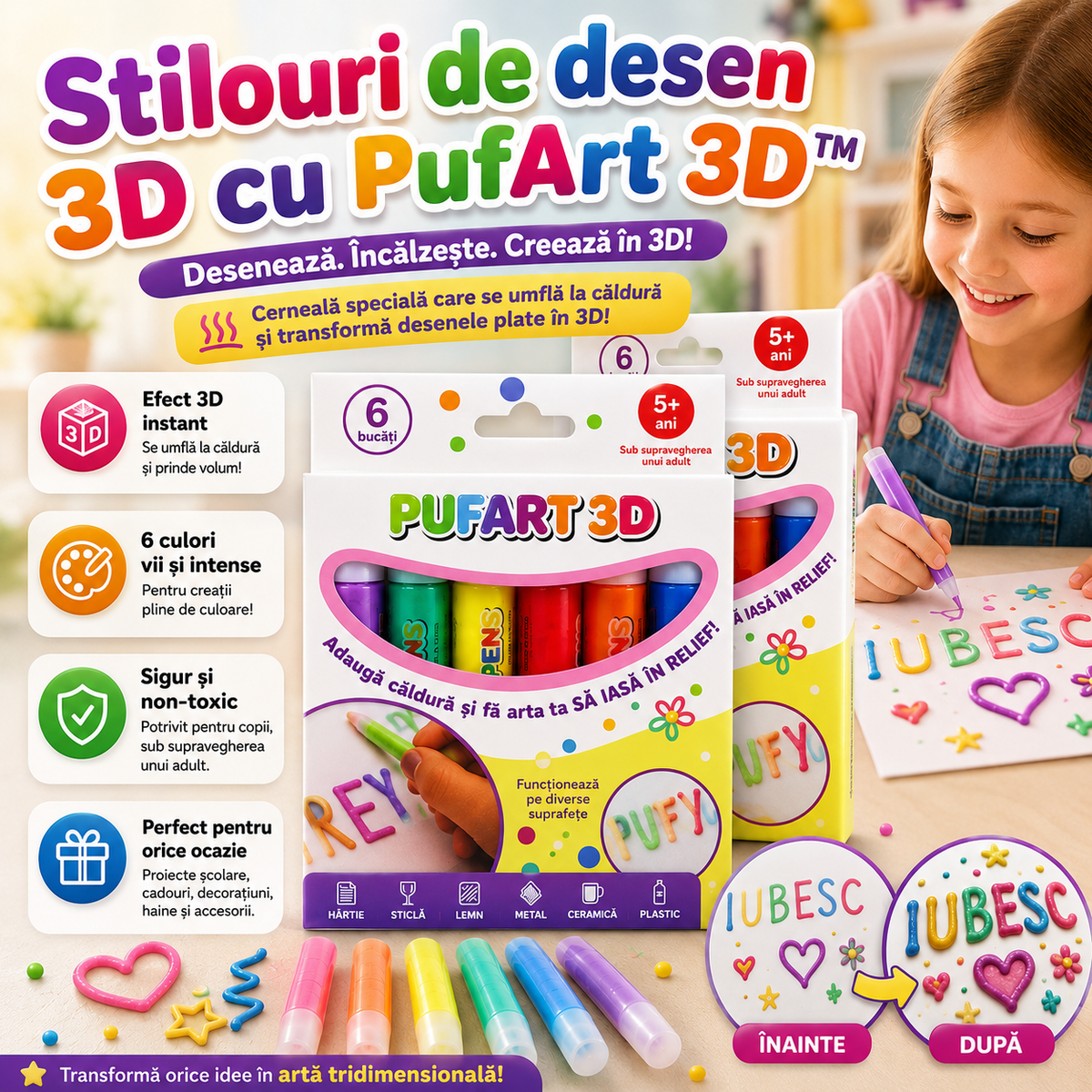 Stilouri de desen 3D cu PufArt 3D™
